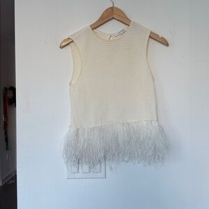 Frame Knit and feathers Cream Textured Knit Top